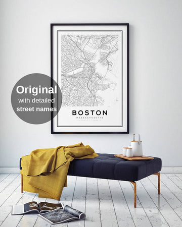 Boston Map Print, City Map Decor, City Map Wall Art, Massachusetts Map, Boston Map Poster, US Map Print, Boston City, Printable Wall Art