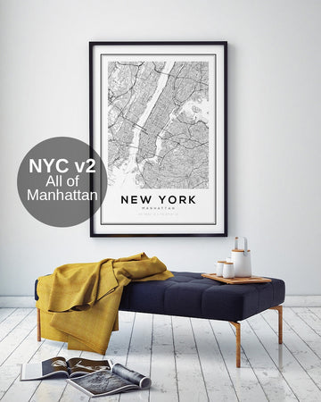 New York Maps, Map of Manhattan, NYC, Map Prints, Modern Home Decor, Map Gifts, Gift Ideas, New York City, New York, Central Park, Maps